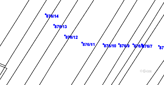 Parcela st. 876/11 v KÚ Hustopeče nad Bečvou, Katastrální mapa