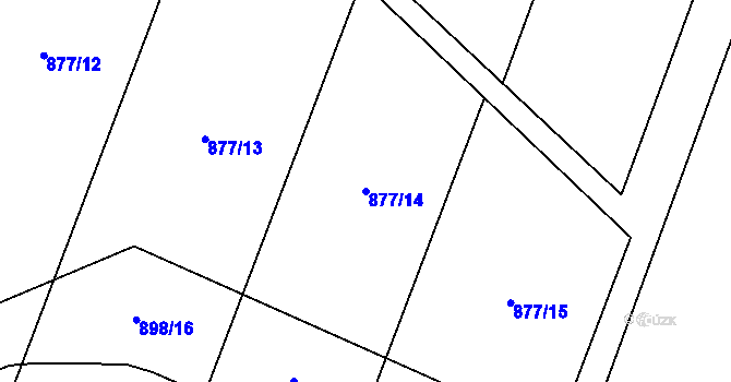 Parcela st. 877/14 v KÚ Hustopeče nad Bečvou, Katastrální mapa