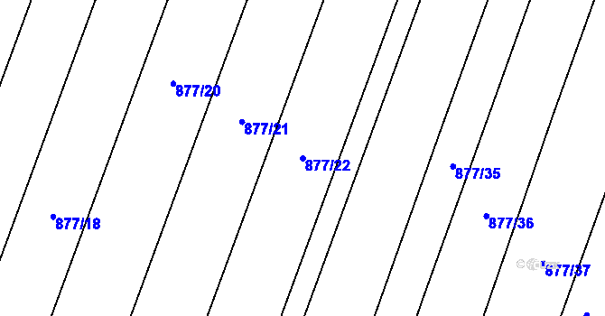 Parcela st. 877/22 v KÚ Hustopeče nad Bečvou, Katastrální mapa