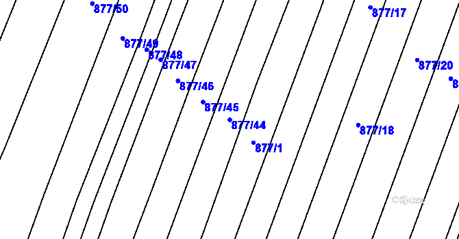 Parcela st. 877/44 v KÚ Hustopeče nad Bečvou, Katastrální mapa