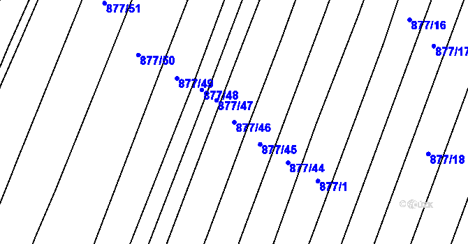 Parcela st. 877/46 v KÚ Hustopeče nad Bečvou, Katastrální mapa