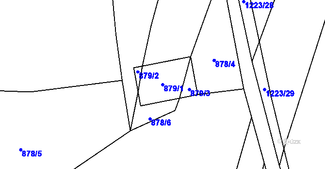 Parcela st. 879/1 v KÚ Hustopeče nad Bečvou, Katastrální mapa