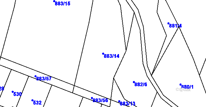 Parcela st. 883/14 v KÚ Hustopeče nad Bečvou, Katastrální mapa