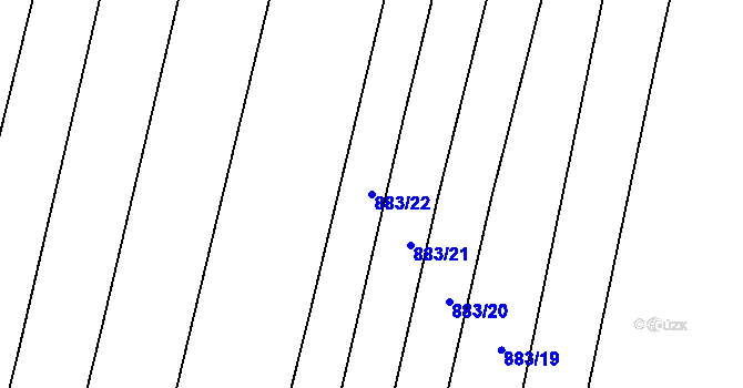 Parcela st. 883/22 v KÚ Hustopeče nad Bečvou, Katastrální mapa
