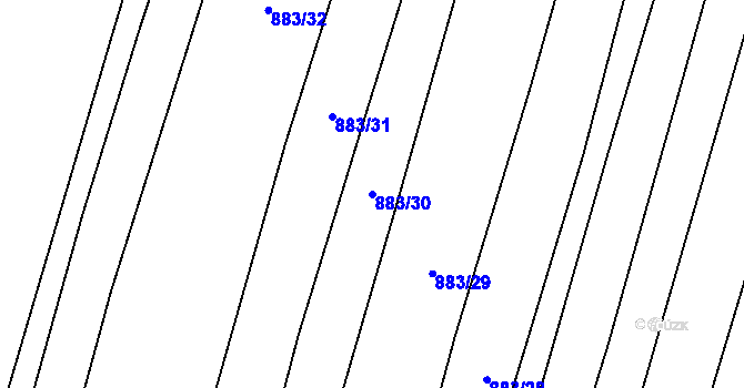 Parcela st. 883/30 v KÚ Hustopeče nad Bečvou, Katastrální mapa