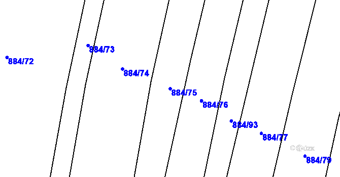 Parcela st. 884/75 v KÚ Hustopeče nad Bečvou, Katastrální mapa