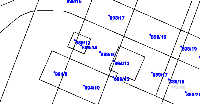 Parcela st. 889/16 v KÚ Hustopeče nad Bečvou, Katastrální mapa