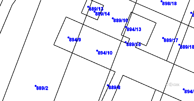 Parcela st. 894/10 v KÚ Hustopeče nad Bečvou, Katastrální mapa