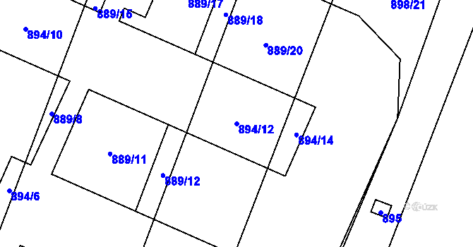 Parcela st. 894/12 v KÚ Hustopeče nad Bečvou, Katastrální mapa