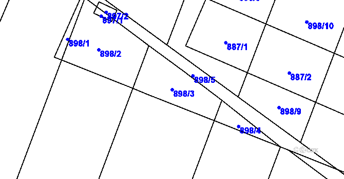 Parcela st. 898/3 v KÚ Hustopeče nad Bečvou, Katastrální mapa