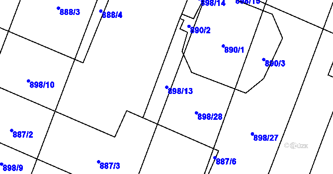 Parcela st. 898/13 v KÚ Hustopeče nad Bečvou, Katastrální mapa