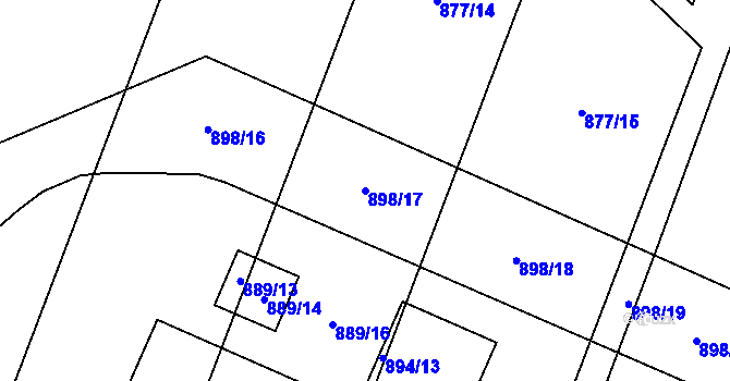 Parcela st. 898/17 v KÚ Hustopeče nad Bečvou, Katastrální mapa