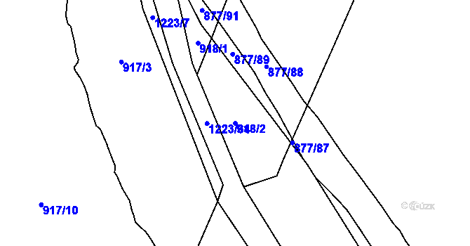 Parcela st. 918/2 v KÚ Hustopeče nad Bečvou, Katastrální mapa