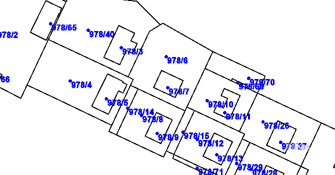 Parcela st. 978/7 v KÚ Hustopeče nad Bečvou, Katastrální mapa