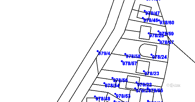 Parcela st. 979/4 v KÚ Hustopeče nad Bečvou, Katastrální mapa