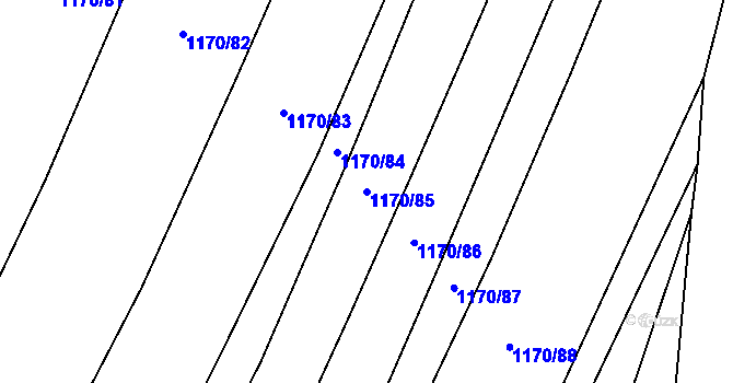 Parcela st. 1170/85 v KÚ Hustopeče nad Bečvou, Katastrální mapa