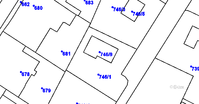 Parcela st. 746/9 v KÚ Hustopeče nad Bečvou, Katastrální mapa