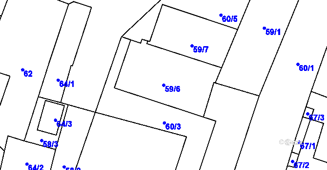 Parcela st. 59/6 v KÚ Hustopeče nad Bečvou, Katastrální mapa