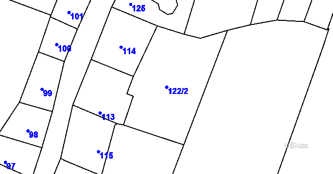 Parcela st. 122/2 v KÚ Hustopeče nad Bečvou, Katastrální mapa