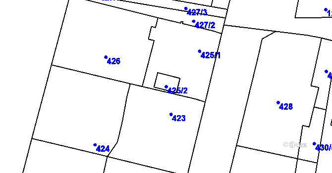 Parcela st. 425/2 v KÚ Hustopeče nad Bečvou, Katastrální mapa