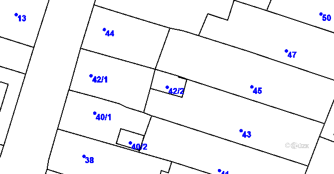 Parcela st. 42/2 v KÚ Hustopeče nad Bečvou, Katastrální mapa