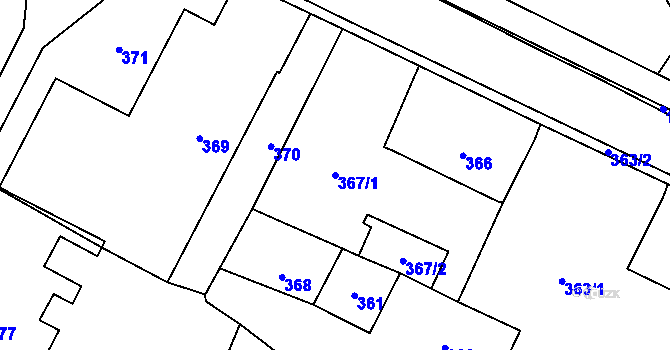 Parcela st. 367/1 v KÚ Hustopeče nad Bečvou, Katastrální mapa