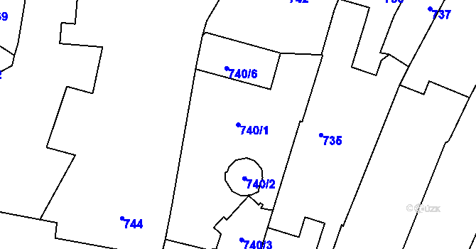 Parcela st. 740/1 v KÚ Hustopeče nad Bečvou, Katastrální mapa