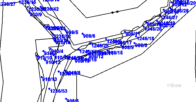 Parcela st. 908/11 v KÚ Hustopeče nad Bečvou, Katastrální mapa