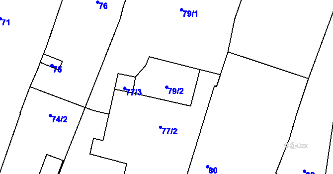 Parcela st. 79/2 v KÚ Hustopeče nad Bečvou, Katastrální mapa