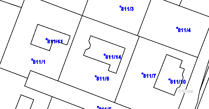 Parcela st. 811/14 v KÚ Hustopeče nad Bečvou, Katastrální mapa