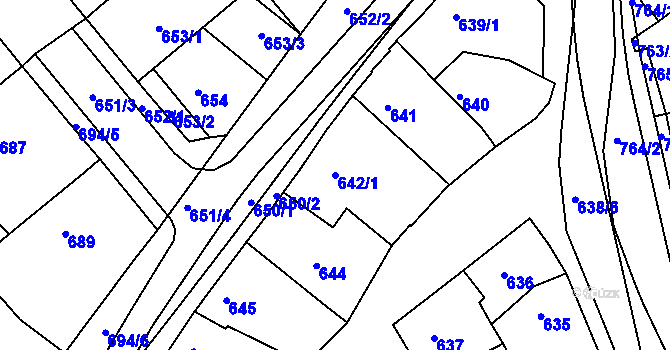 Parcela st. 642/1 v KÚ Huštěnovice, Katastrální mapa