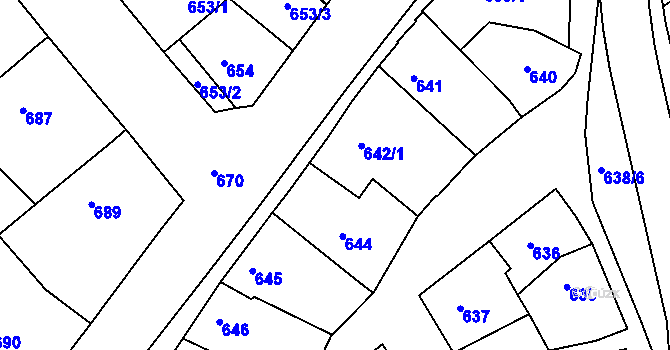 Parcela st. 642/2 v KÚ Huštěnovice, Katastrální mapa
