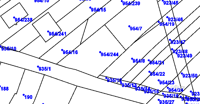 Parcela st. 954/244 v KÚ Huštěnovice, Katastrální mapa