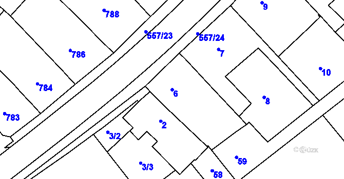 Parcela st. 6 v KÚ Huštěnovice, Katastrální mapa