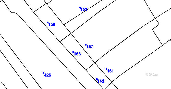 Parcela st. 157 v KÚ Huštěnovice, Katastrální mapa