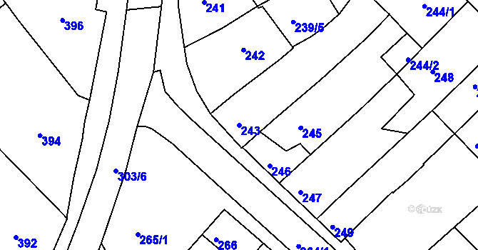 Parcela st. 243 v KÚ Huštěnovice, Katastrální mapa