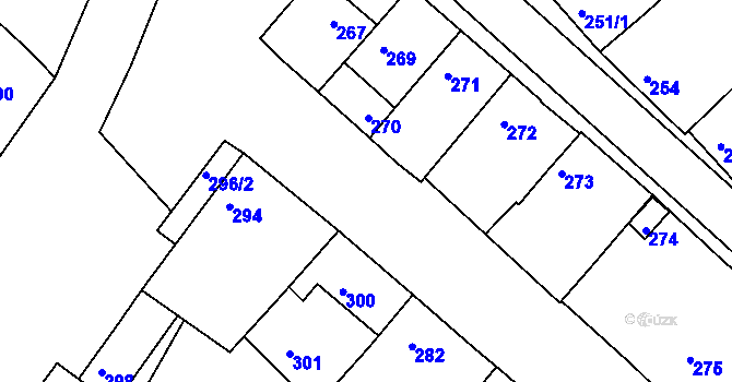 Parcela st. 277 v KÚ Huštěnovice, Katastrální mapa