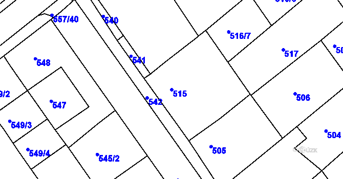 Parcela st. 515 v KÚ Huštěnovice, Katastrální mapa