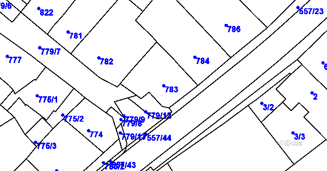 Parcela st. 783 v KÚ Huštěnovice, Katastrální mapa
