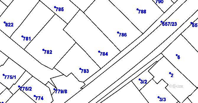 Parcela st. 784 v KÚ Huštěnovice, Katastrální mapa