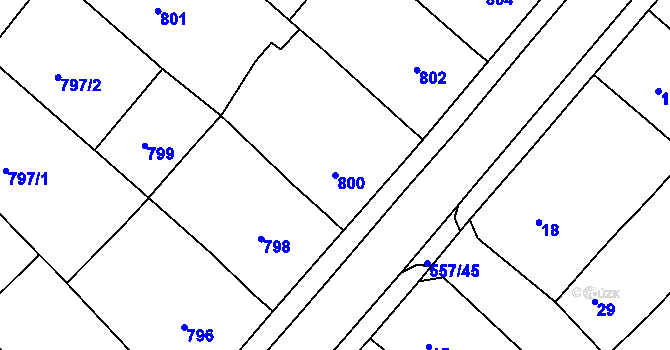Parcela st. 800 v KÚ Huštěnovice, Katastrální mapa
