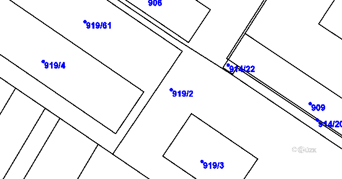 Parcela st. 919/2 v KÚ Huštěnovice, Katastrální mapa