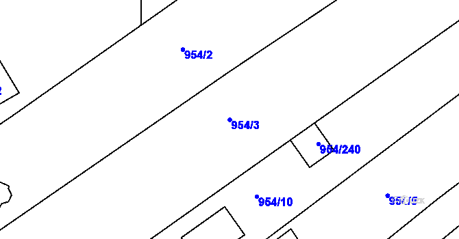 Parcela st. 954/3 v KÚ Huštěnovice, Katastrální mapa