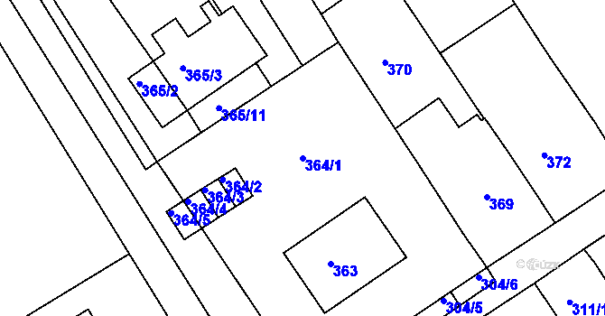 Parcela st. 364/1 v KÚ Huštěnovice, Katastrální mapa