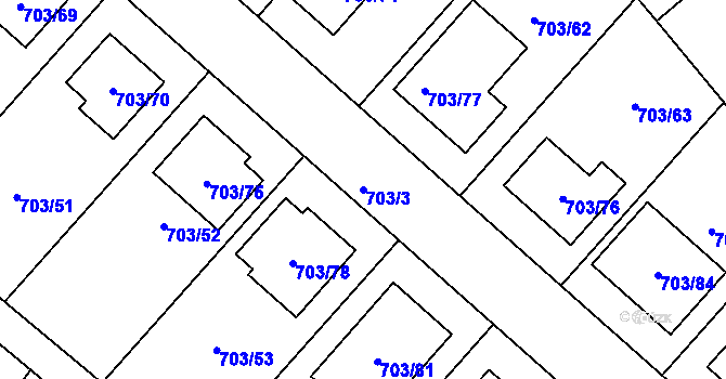 Parcela st. 703/3 v KÚ Huštěnovice, Katastrální mapa