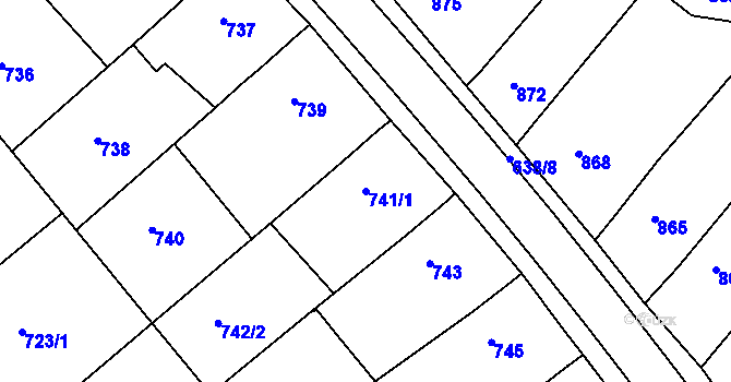 Parcela st. 741/1 v KÚ Huštěnovice, Katastrální mapa