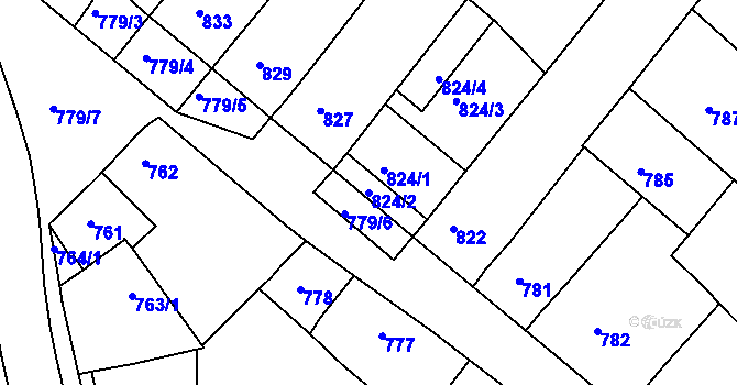 Parcela st. 824/2 v KÚ Huštěnovice, Katastrální mapa