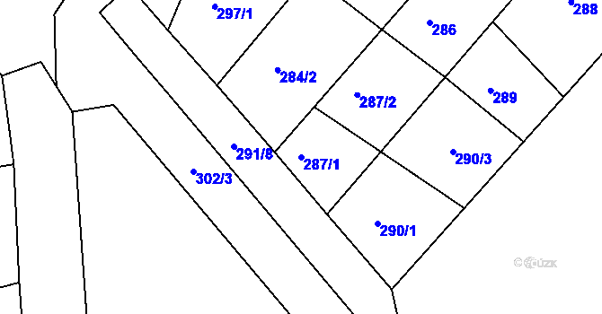 Parcela st. 287/1 v KÚ Huštěnovice, Katastrální mapa