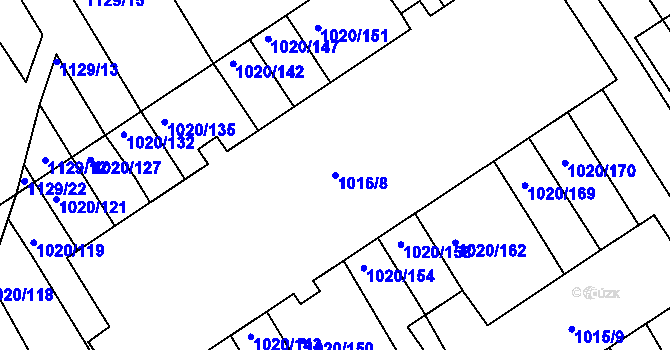 Parcela st. 1016/8 v KÚ Huštěnovice, Katastrální mapa