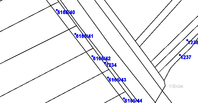 Parcela st. 1054/58 v KÚ Huštěnovice, Katastrální mapa